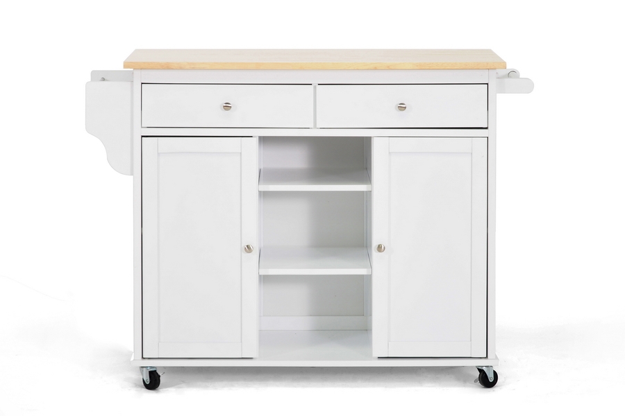 Meryland White Modern Kitchen Island Cart Wholesale Interiors